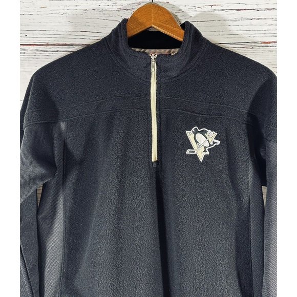 Reebok Pittsburgh Penguins Fleece Jacket Sz XL Black Quarter Zip Hockey Pens - Picture 7 of 12